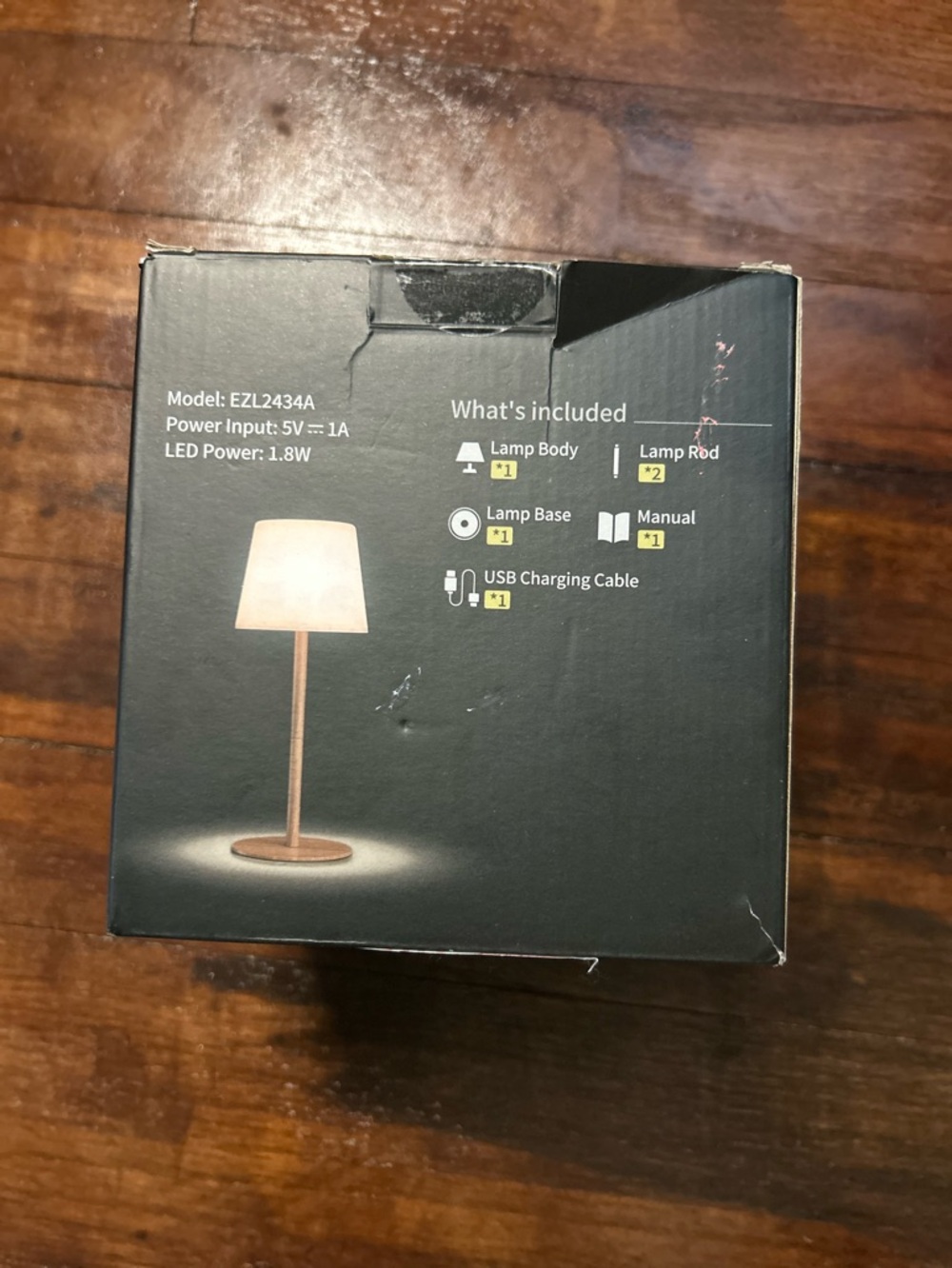 Ezvalo LED Table Lamp with Wood-Tone Base and White Shade